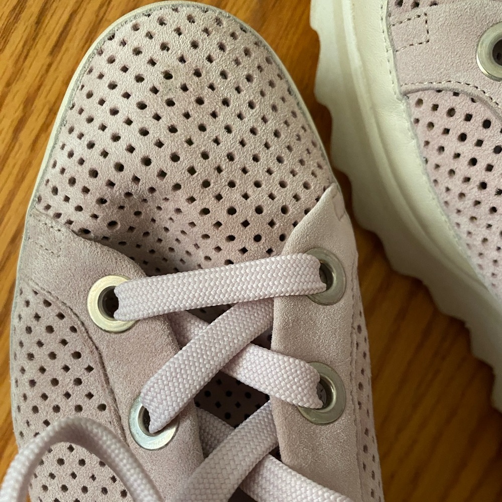 SOFTWAVES Bliss Pink Mauve Perforated Suede Platform Lug Sole Sneakers 38.5 7.5 - Picture 10 of 12